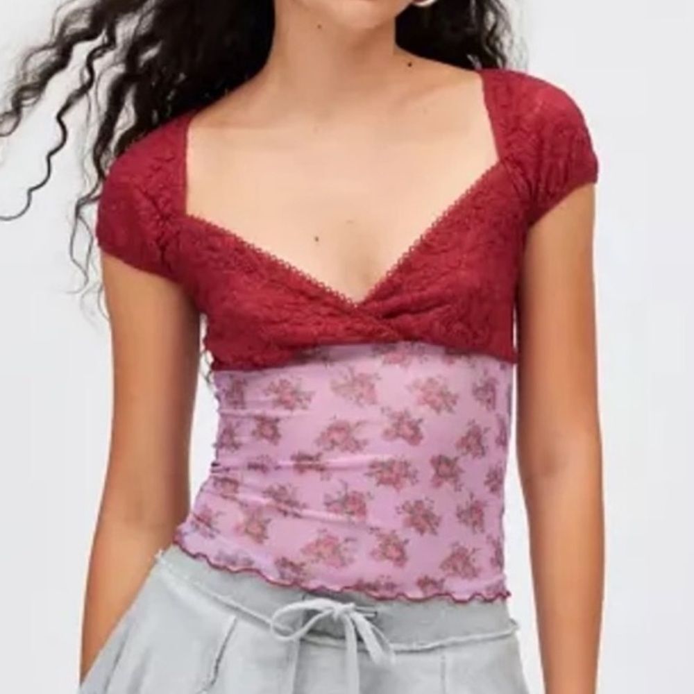 Urban Outfitters Clementine Femme Sheer Lace Floral Babydoll Top Whimsigoth